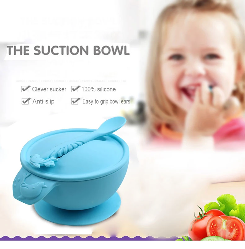 Cheap Dinner Plates Food Grade Silicone Tableware Anti Spill Bowl / Baby Food Bowl