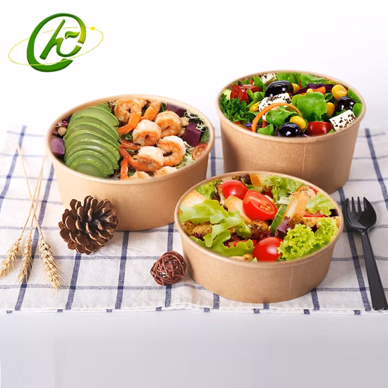 サラダボウル用のカスタムロゴ入り使い捨て紙ボウル